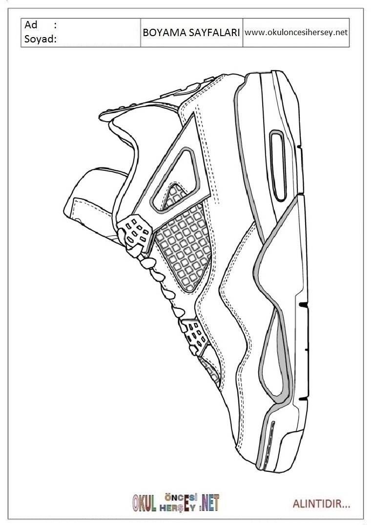 Çocuklar İçin Spor-Ayakkabısı Boyama Sayfaları 